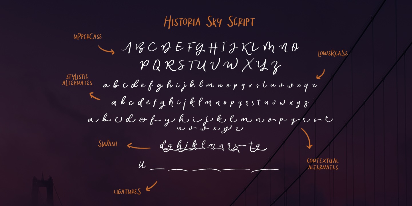 Przykład czcionki Historia Sky Script